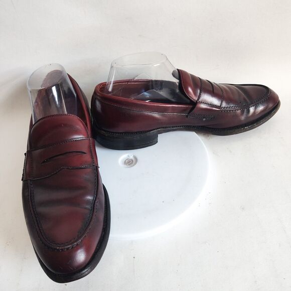 Allen Edmonds Barton Burgundy Leather Penny Loafers Mens 9 B Classic USA Made - Picture 5 of 14